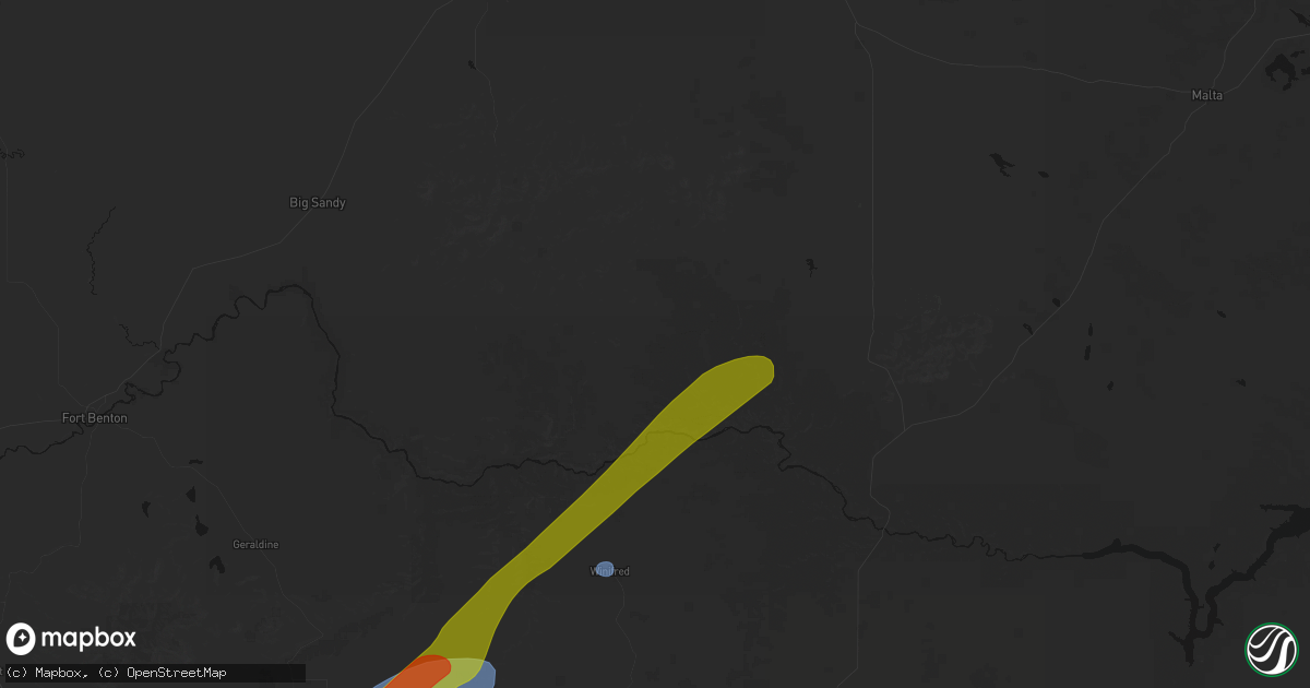 Hail map in Lloyd, MT on July 5, 2026