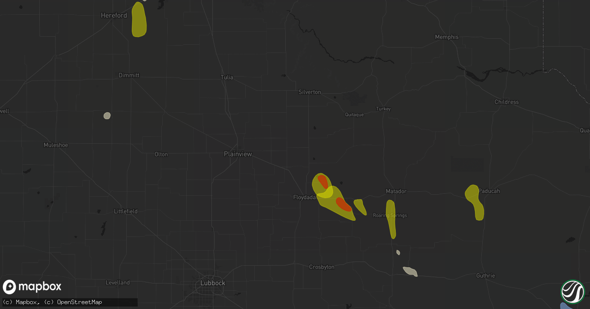 Hail map in Lockney, TX on July 5, 2026