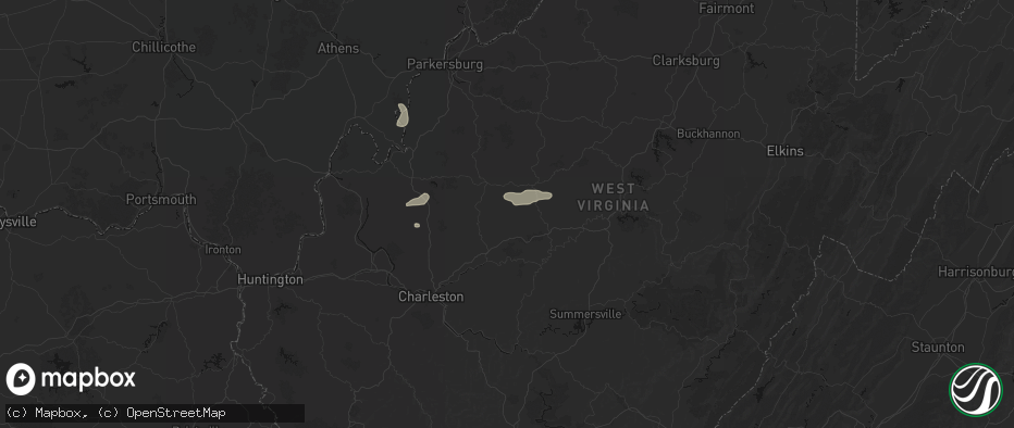 Hail map in Looneyville, WV on July 5, 2026