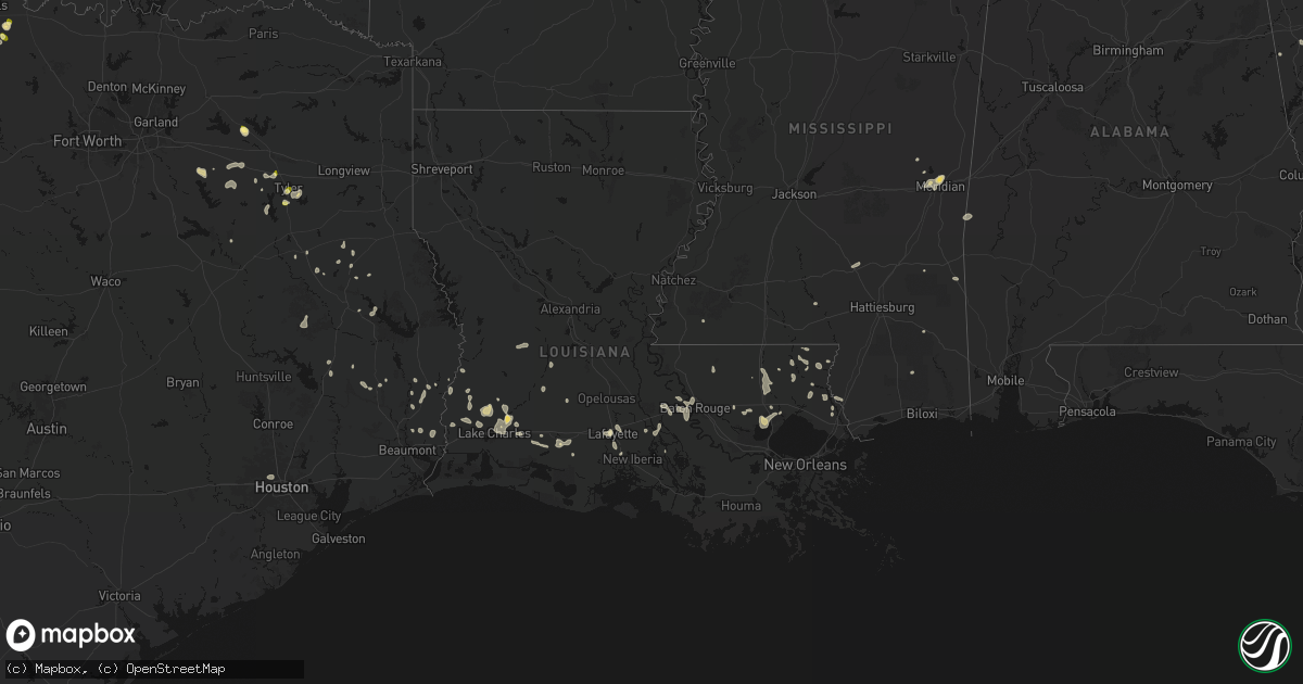 Hail map in Louisiana on July 5, 2026