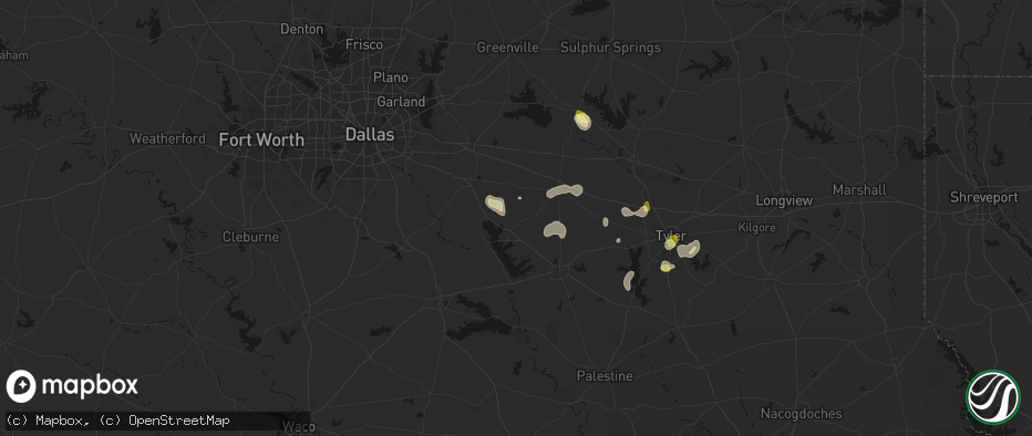 Hail map in Mabank, TX on July 5, 2026