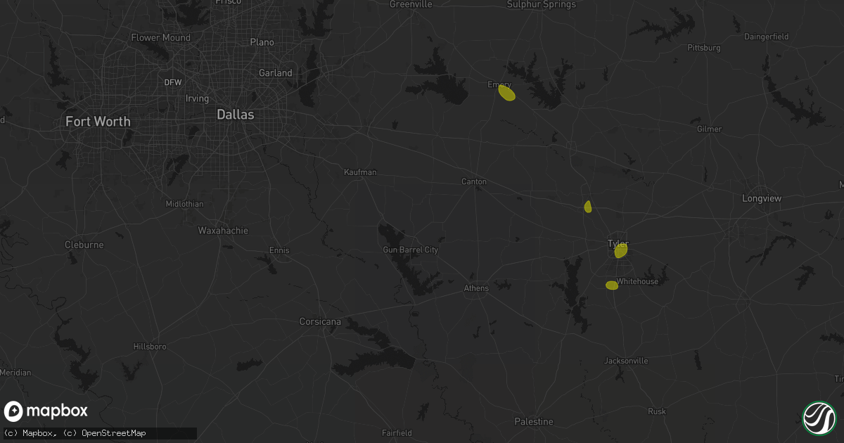 Hail map in Mabank, TX on July 5, 2026