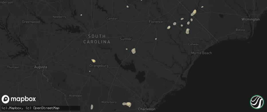 Hail map in Manning, SC on July 5, 2026