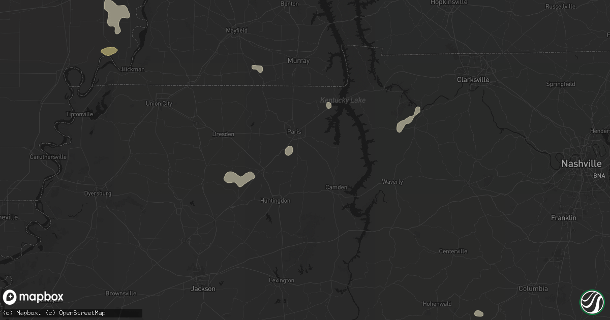Hail map in Mansfield, TN on July 5, 2026