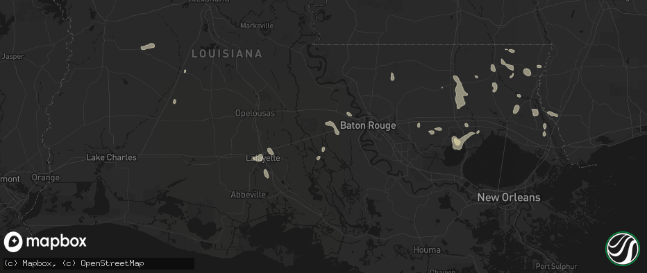 Hail map in Maringouin, LA on July 5, 2026