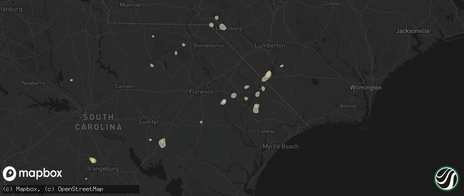 Hail map in Marion, SC on July 5, 2026