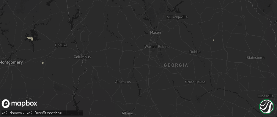 Hail map in Marshallville, GA on July 5, 2026