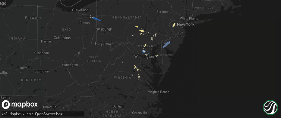 Hail map in Maryland on July 5, 2026