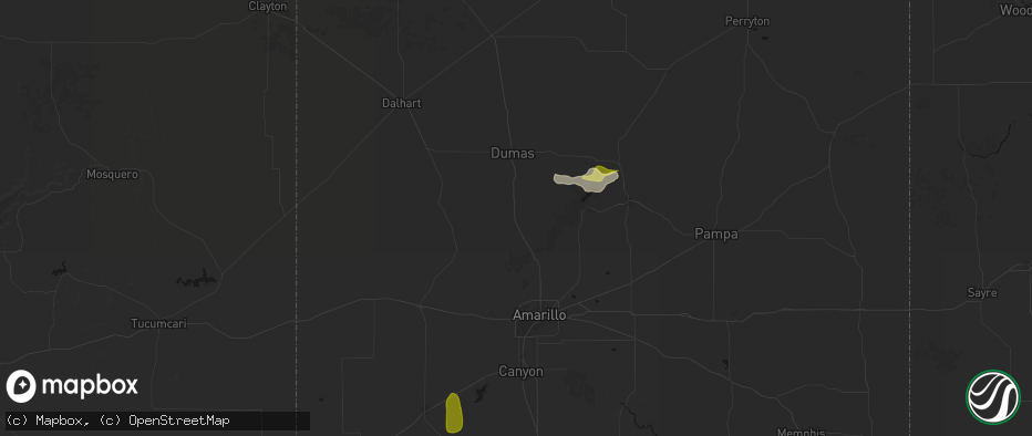 Hail map in Masterson, TX on July 5, 2026