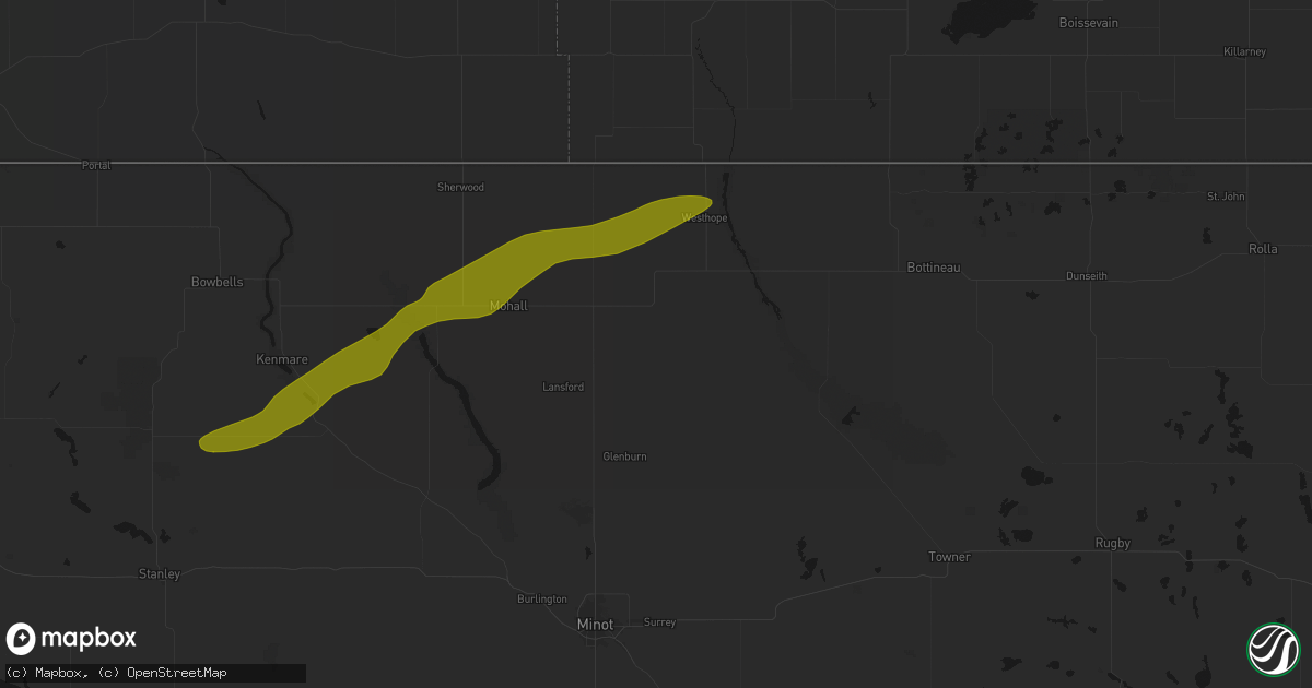 Hail map in Maxbass, ND on July 5, 2026