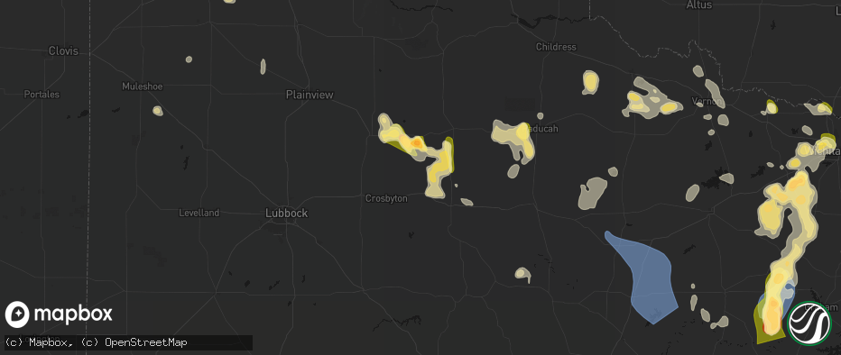 Hail map in Mcadoo, TX on July 5, 2026