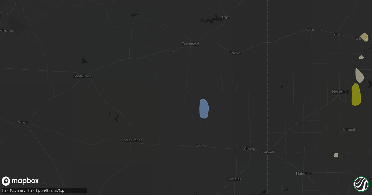 Hail map in Mcalister, NM on July 5, 2026