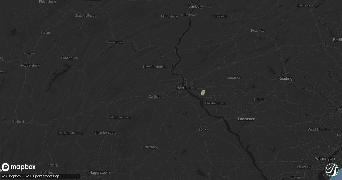Hail map in Mechanicsburg, PA on July 5, 2026