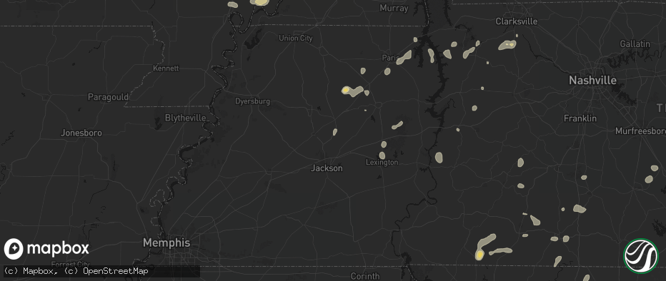 Hail map in Medina, TN on July 5, 2026
