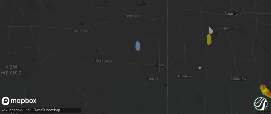 Hail map in Melrose, NM on July 5, 2026