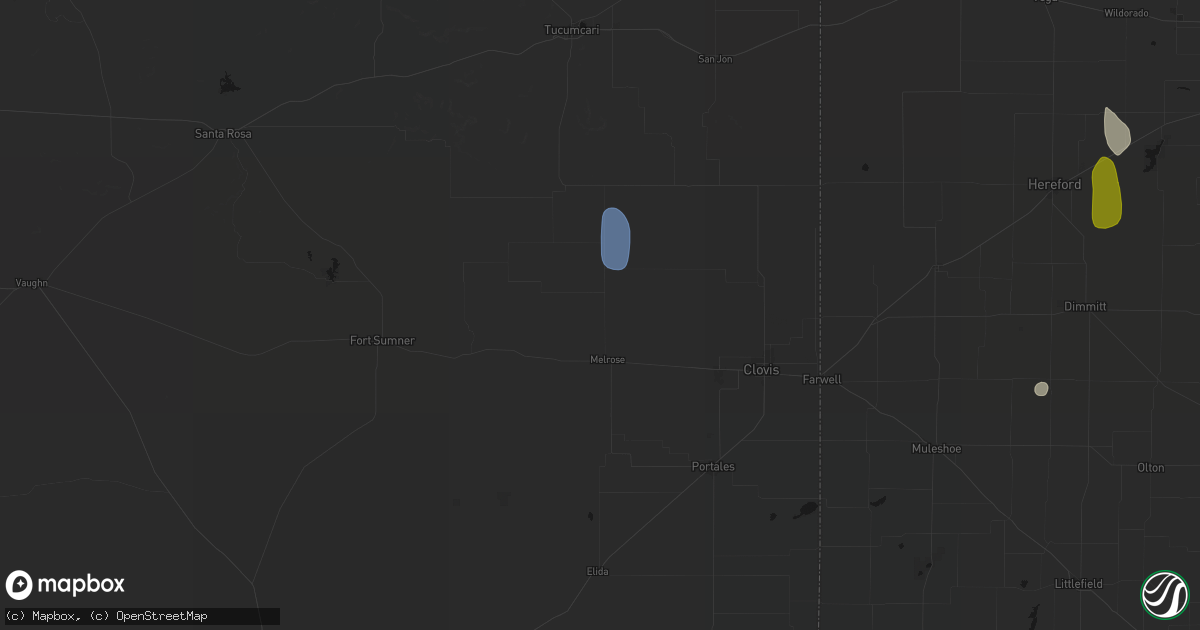 Hail map in Melrose, NM on July 5, 2026