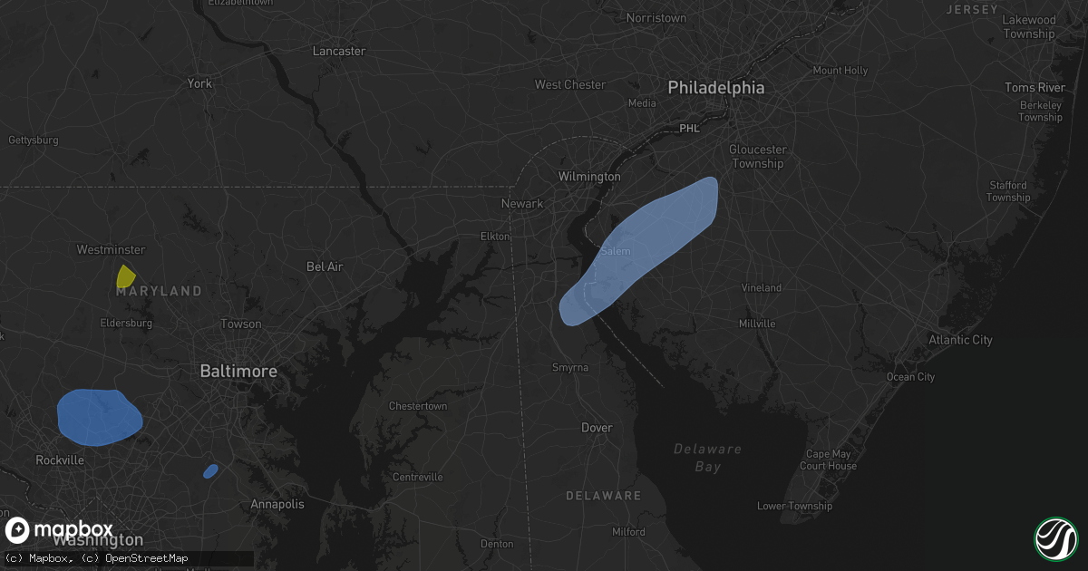 Hail map in Middletown, DE on July 5, 2026