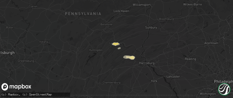 Hail map in Mifflin, PA on July 5, 2026