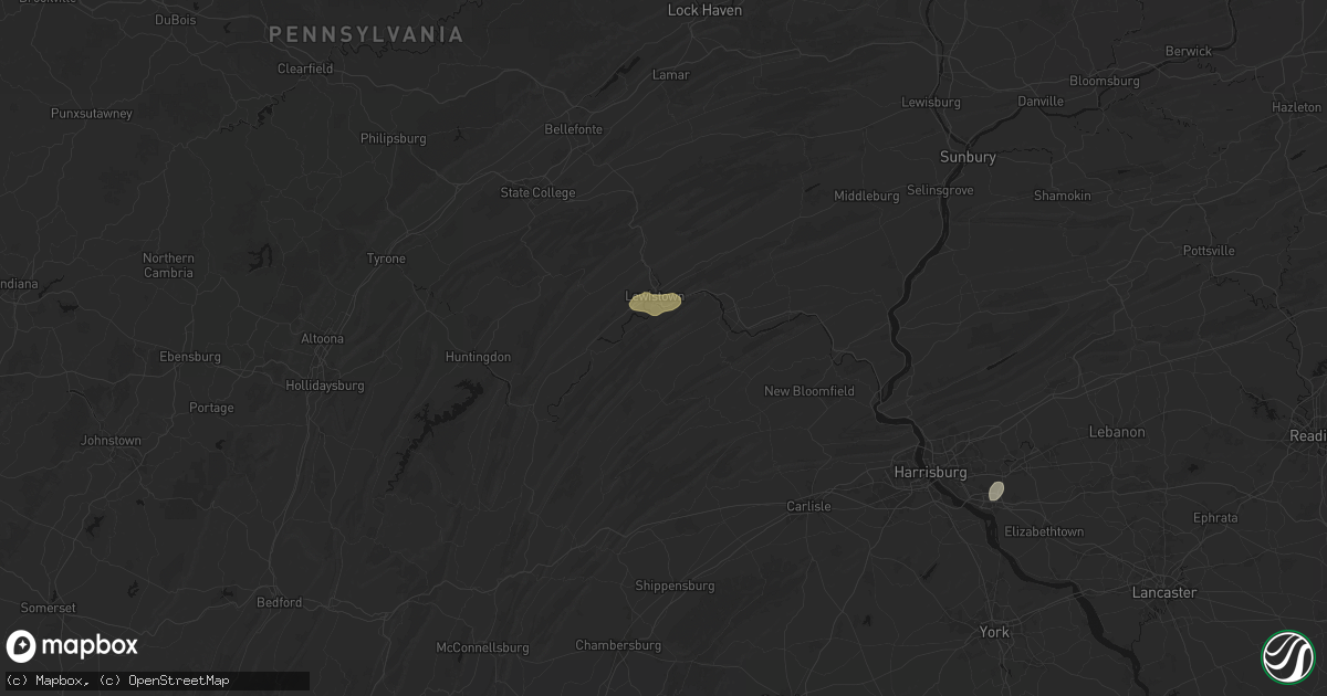 Hail map in Mifflin, PA on July 5, 2026