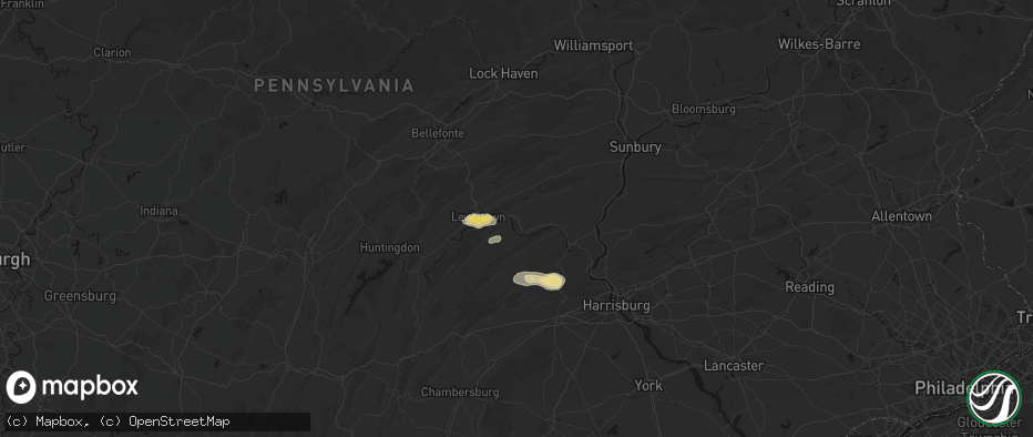 Hail map in Mifflintown, PA on July 5, 2026