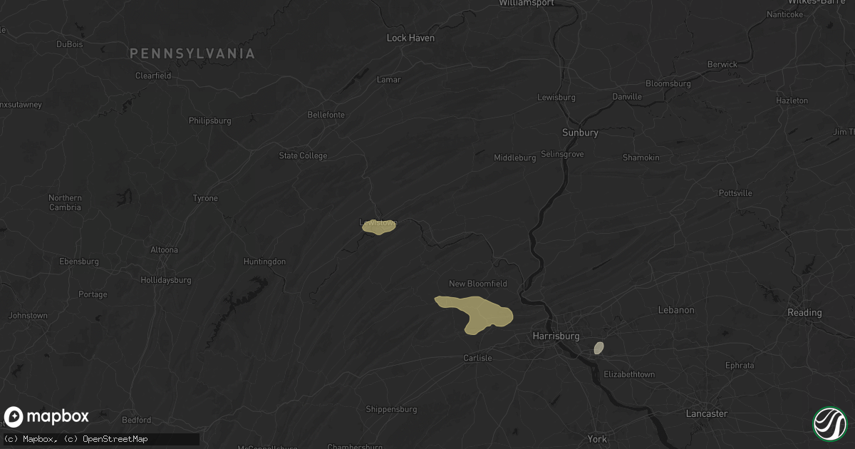 Hail map in Mifflintown, PA on July 5, 2026