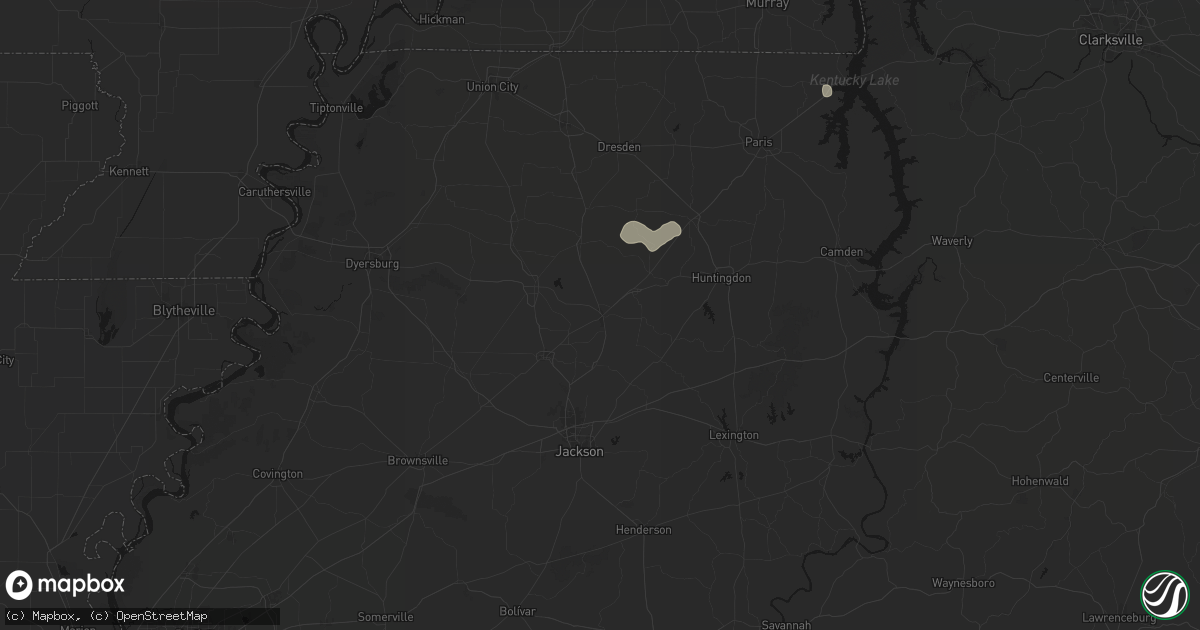 Hail map in Milan, TN on July 5, 2026