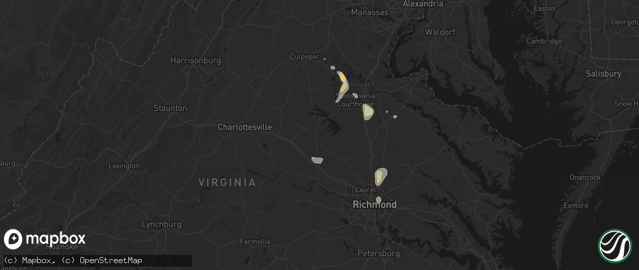 Hail map in Mineral, VA on July 5, 2026