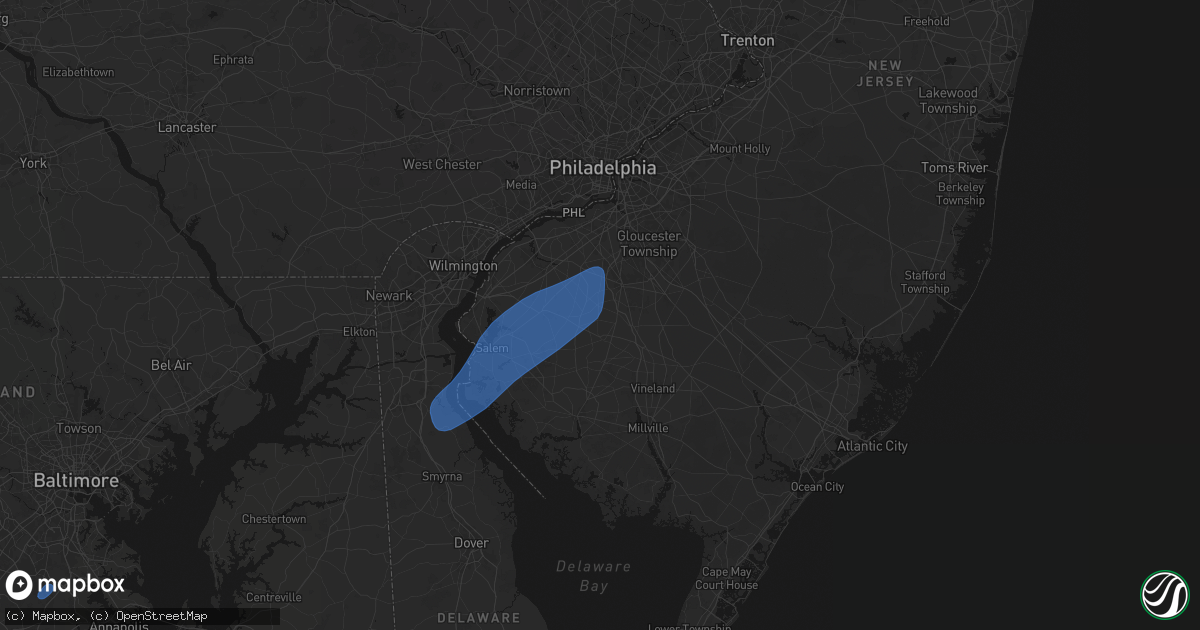Hail map in Monroeville, NJ on July 5, 2026