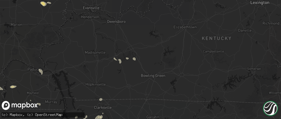 Hail map in Morgantown, KY on July 5, 2026