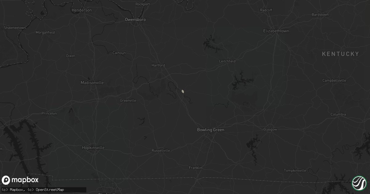 Hail map in Morgantown, KY on July 5, 2026