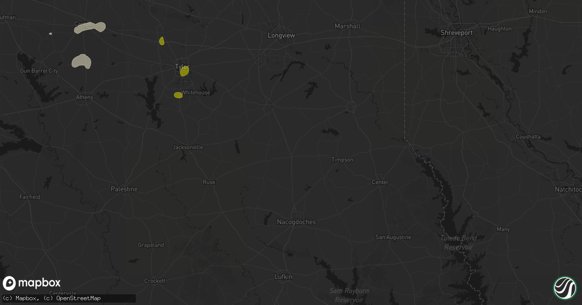 Hail map in Mount Enterprise, TX on July 5, 2026