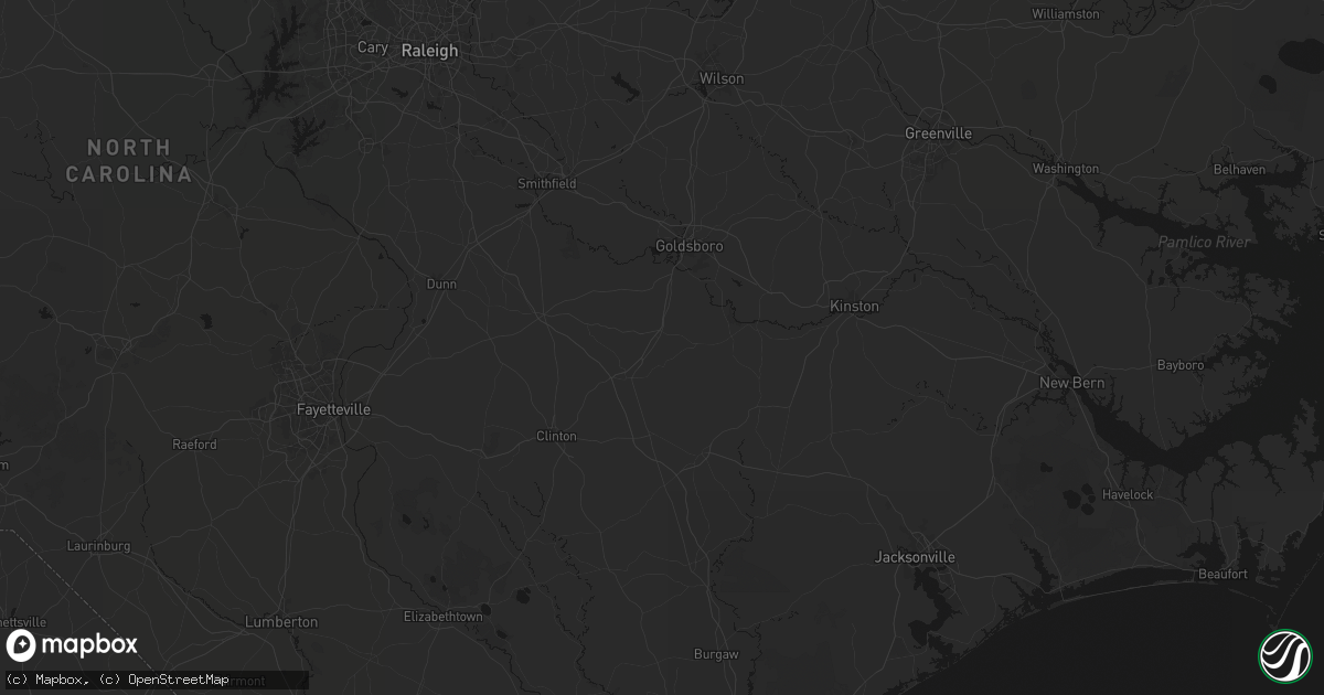 Hail map in Mount Olive, NC on July 5, 2026