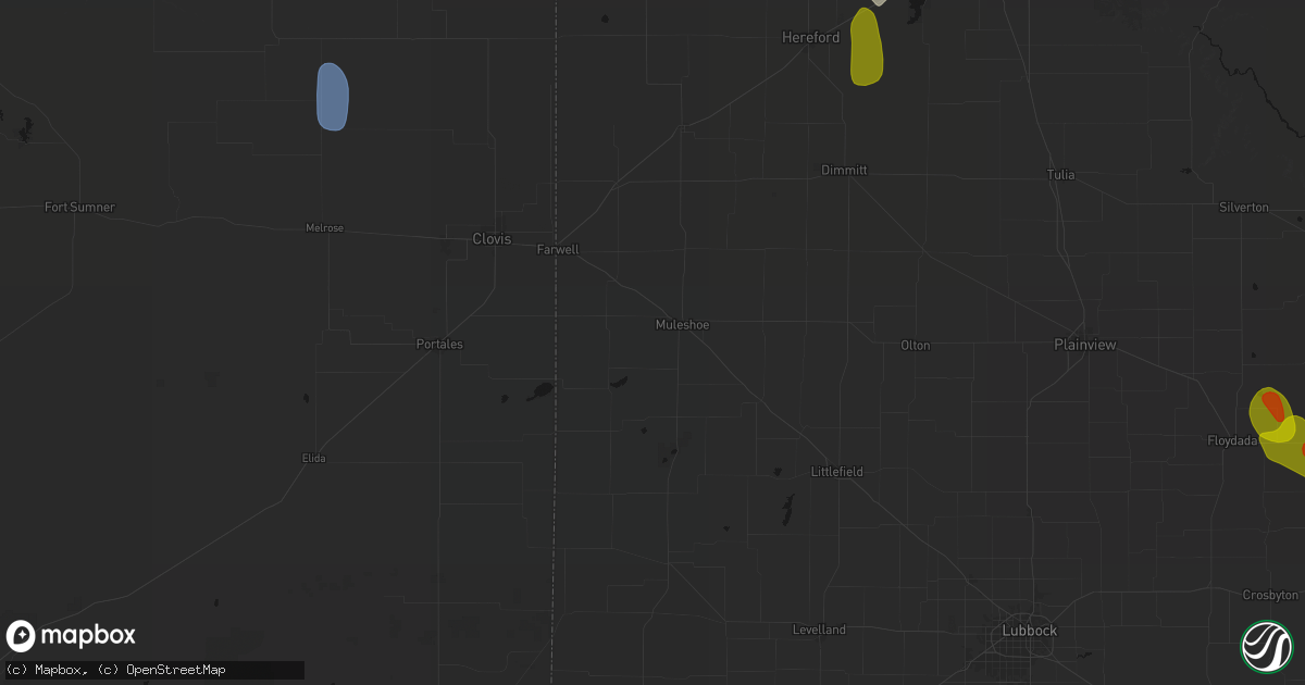 Hail map in Muleshoe, TX on July 5, 2026