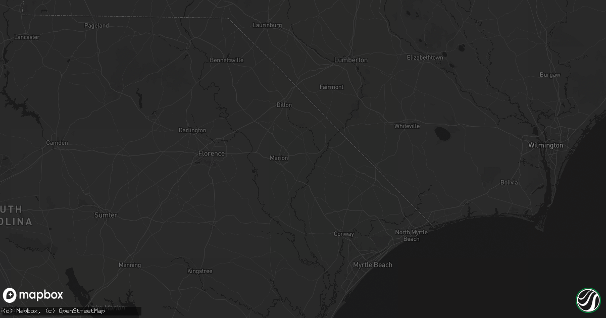 Hail map in Mullins, SC on July 5, 2026