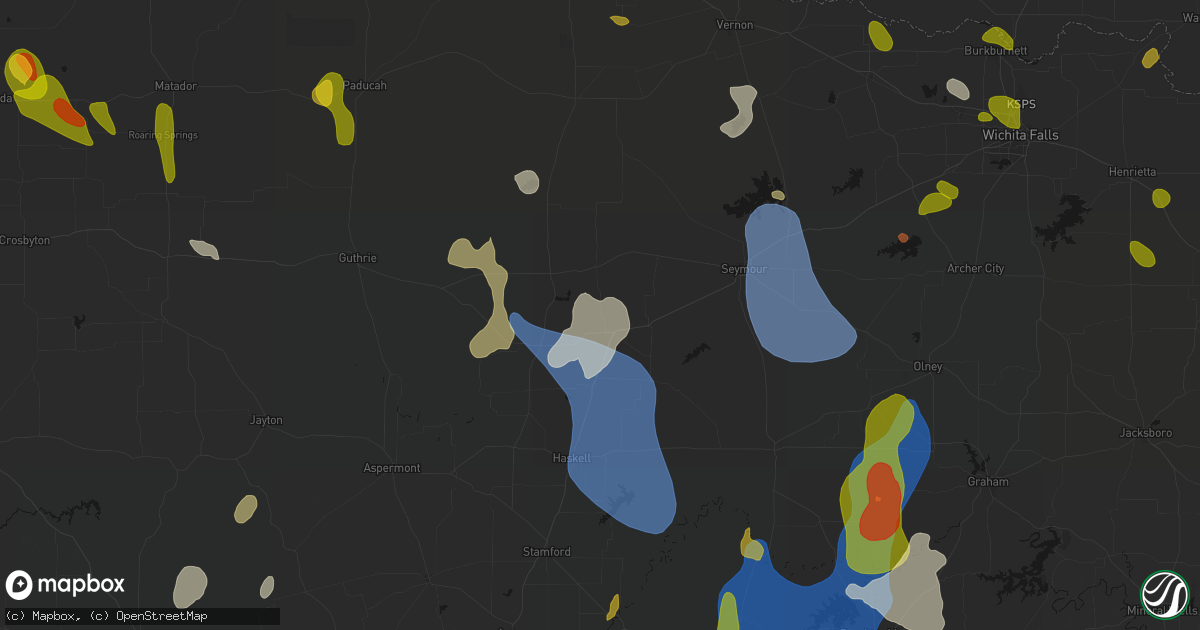 Hail map in Munday, TX on July 5, 2026