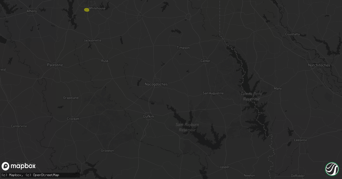 Hail map in Nacogdoches, TX on July 5, 2026