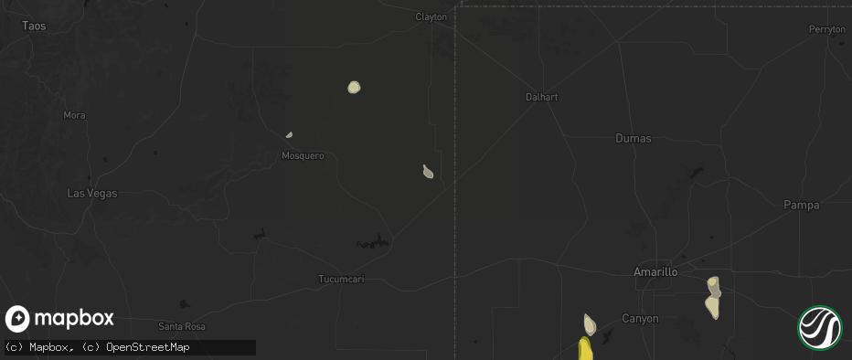 Hail map in Nara Visa, NM on July 5, 2026