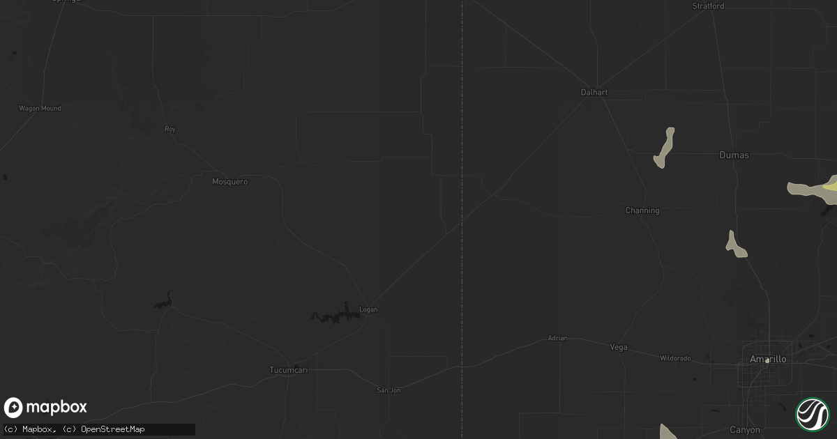 Hail map in Nara Visa, NM on July 5, 2026