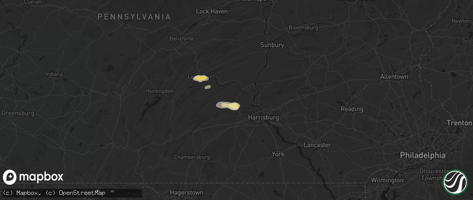 Hail map in New Bloomfield, PA on July 5, 2026