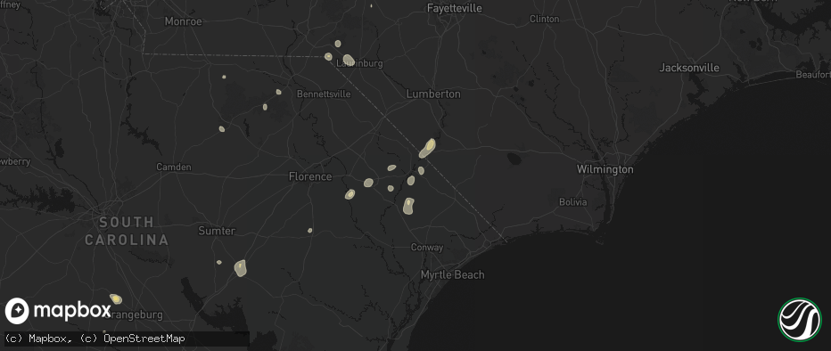 Hail map in Nichols, SC on July 5, 2026