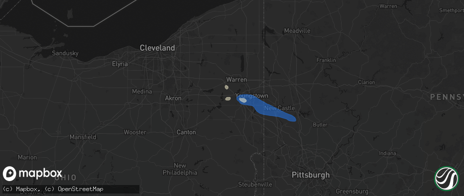 Hail map in North Jackson, OH on July 5, 2026