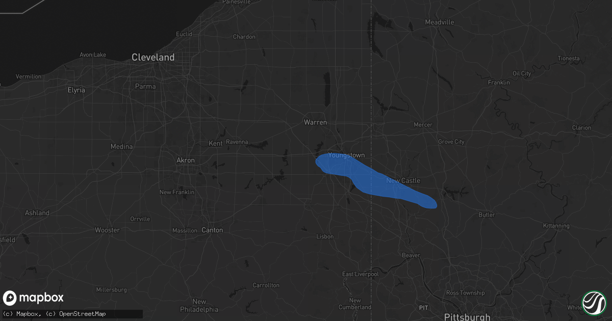 Hail map in North Jackson, OH on July 5, 2026
