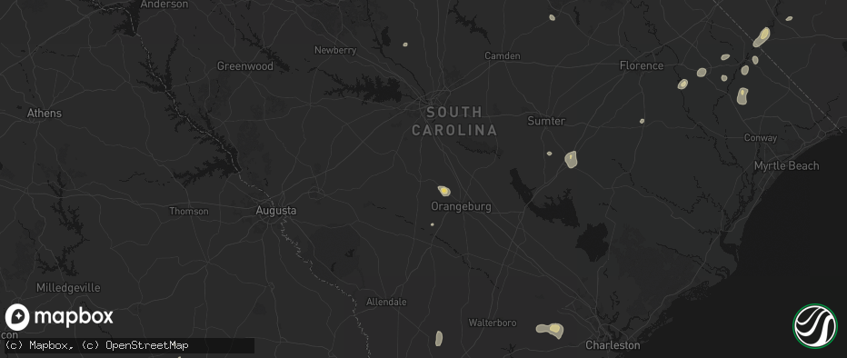 Hail map in North, SC on July 5, 2026