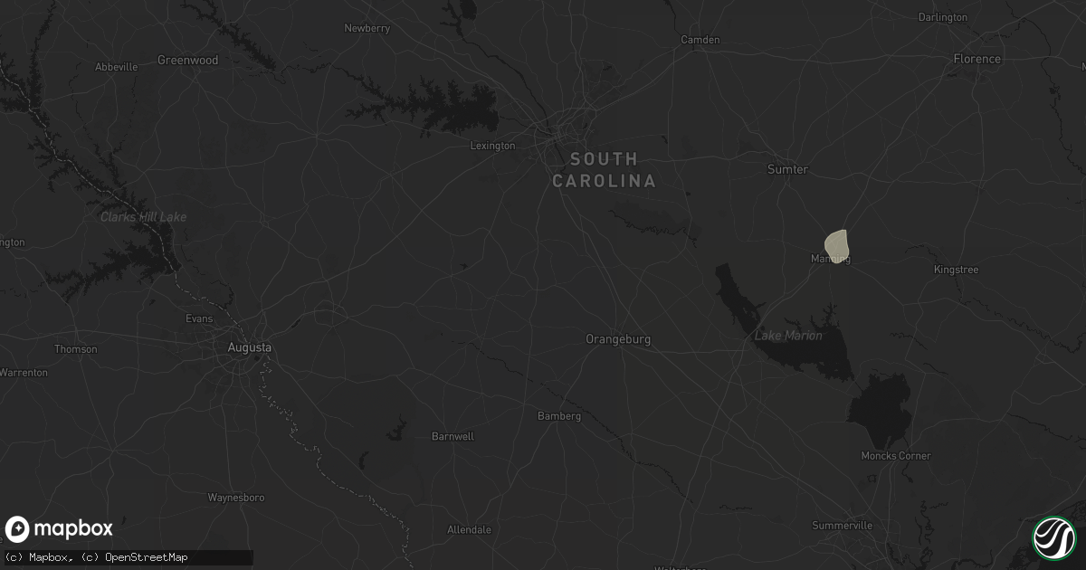 Hail map in North, SC on July 5, 2026