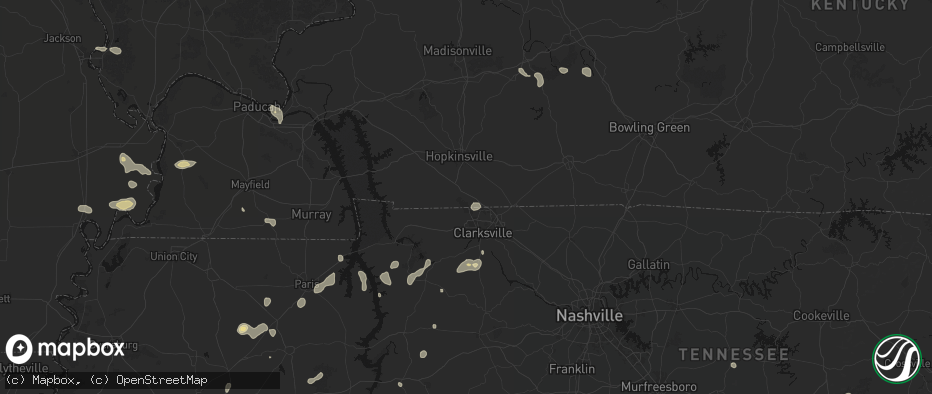 Hail map in Oak Grove, KY on July 5, 2026