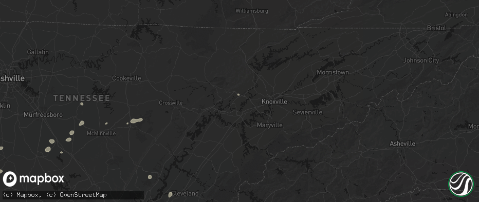 Hail map in Oak Ridge, TN on July 5, 2026