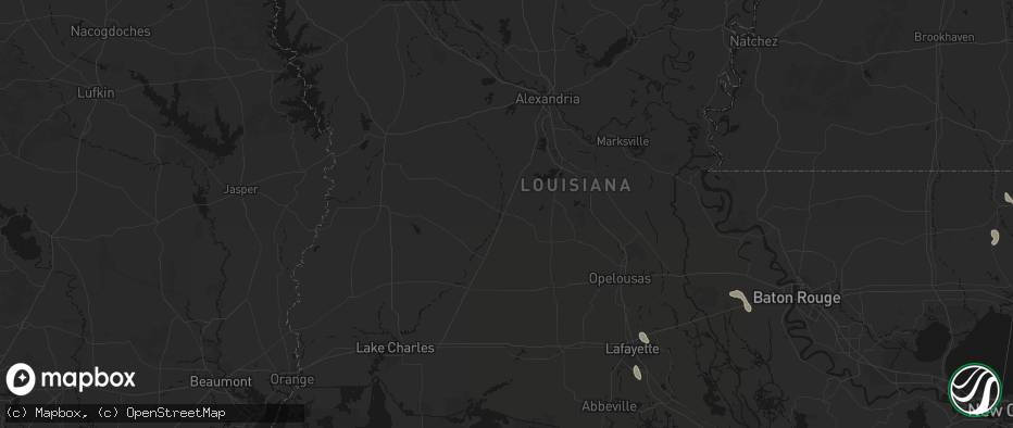 Hail map in Oakdale, LA on July 5, 2026