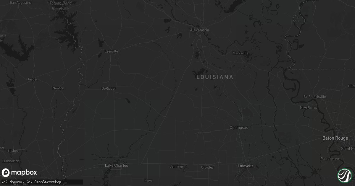 Hail map in Oakdale, LA on July 5, 2026