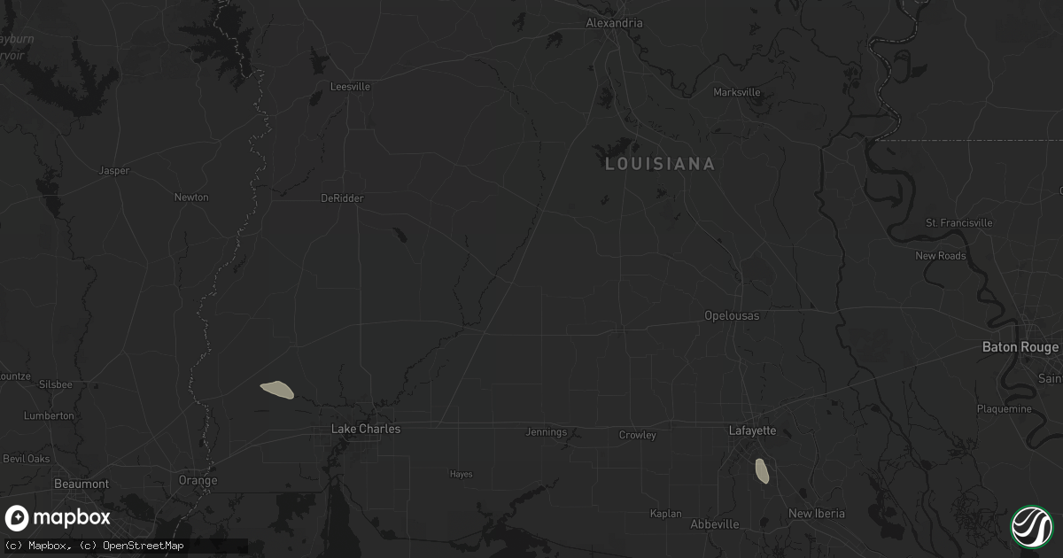 Hail map in Oberlin, LA on July 5, 2026
