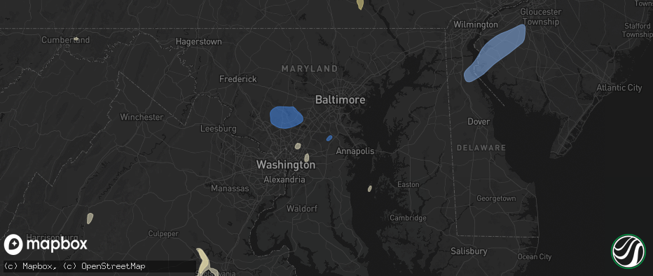 Hail map in Odenton, MD on July 5, 2026